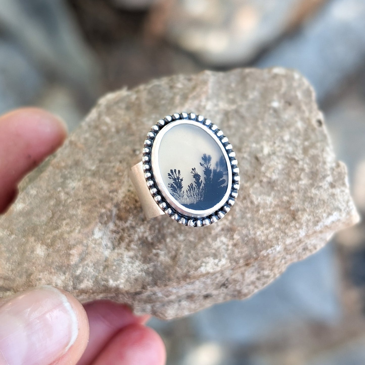 Anillo de plata con ágata dendrítica