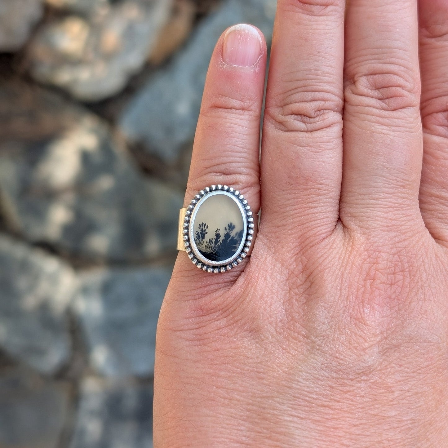Anillo de plata con ágata dendrítica