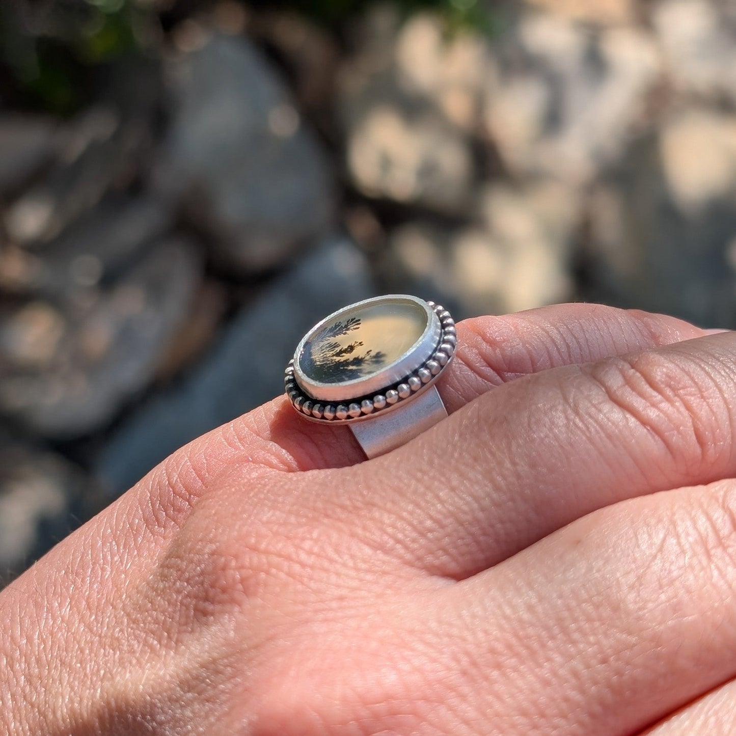 NATURE - Anillo de plata con ágata dendrítica