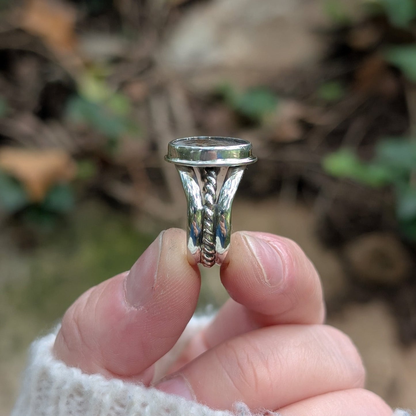 Anillo de plata con ágata dendrítica