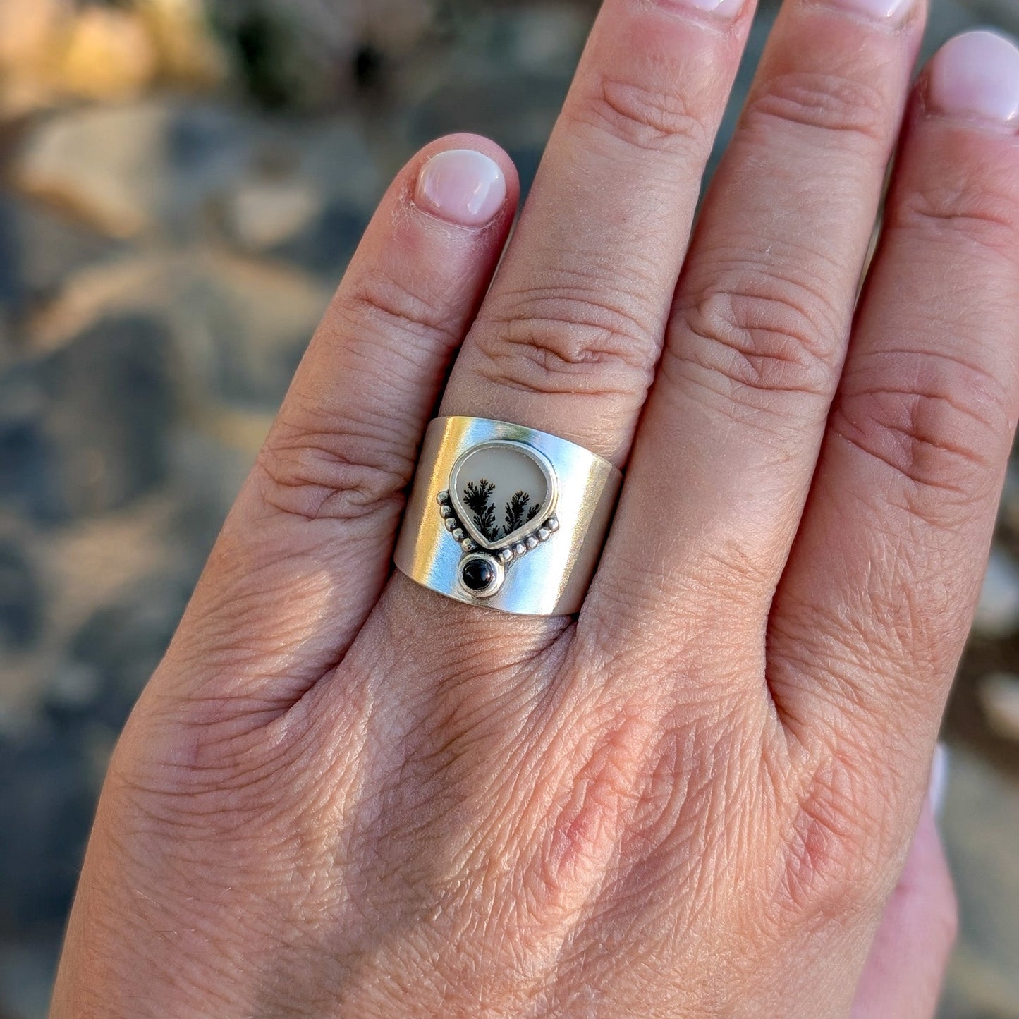 Anillo de plata con ágata dendrítica