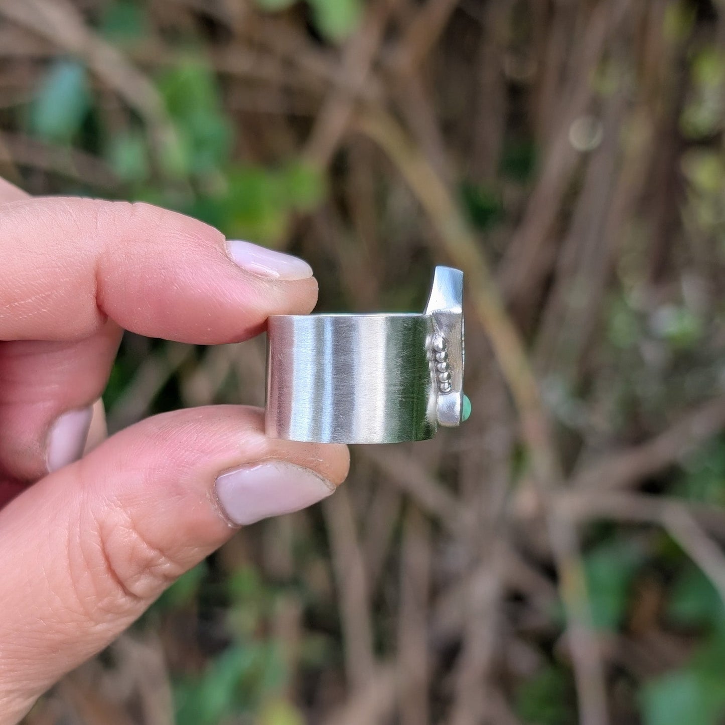 Anillo de plata con ágata dendrítica y variscita