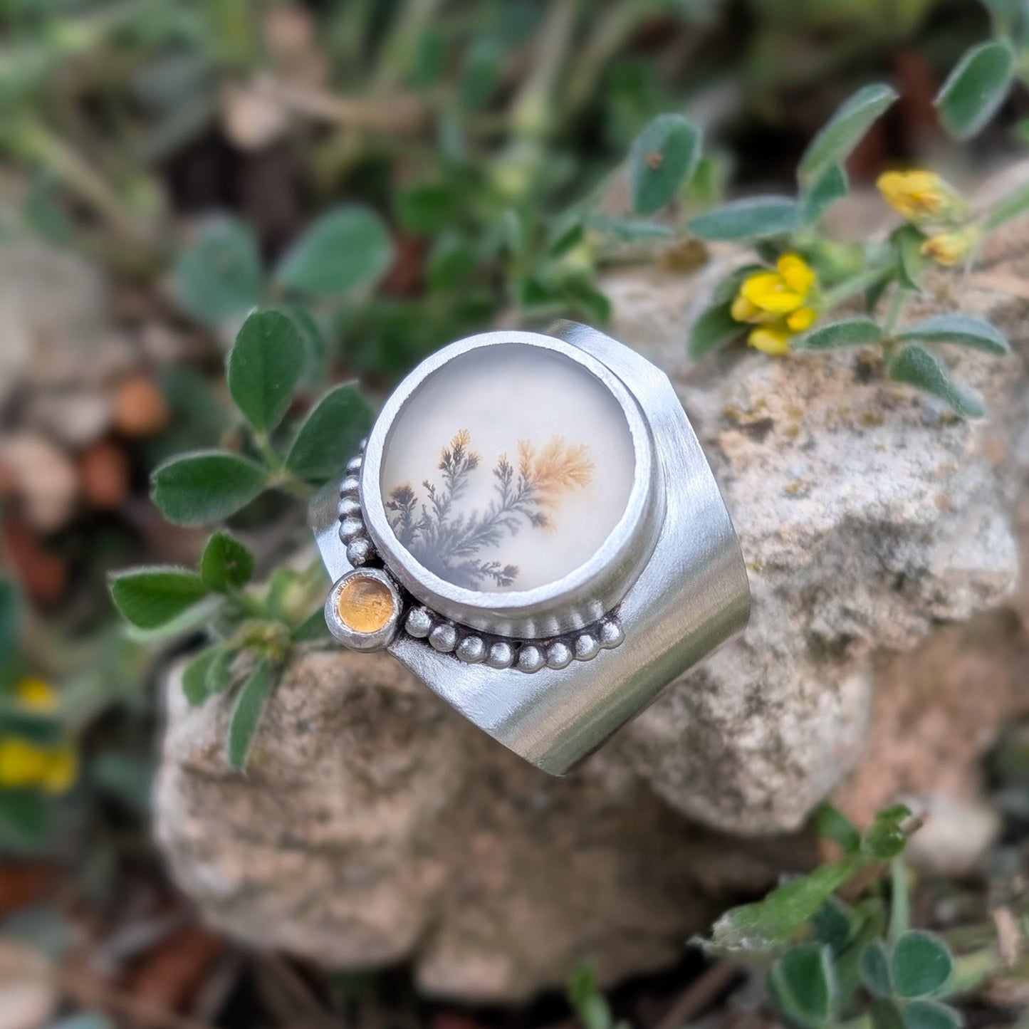 Anillo de plata con ágata dendrítica