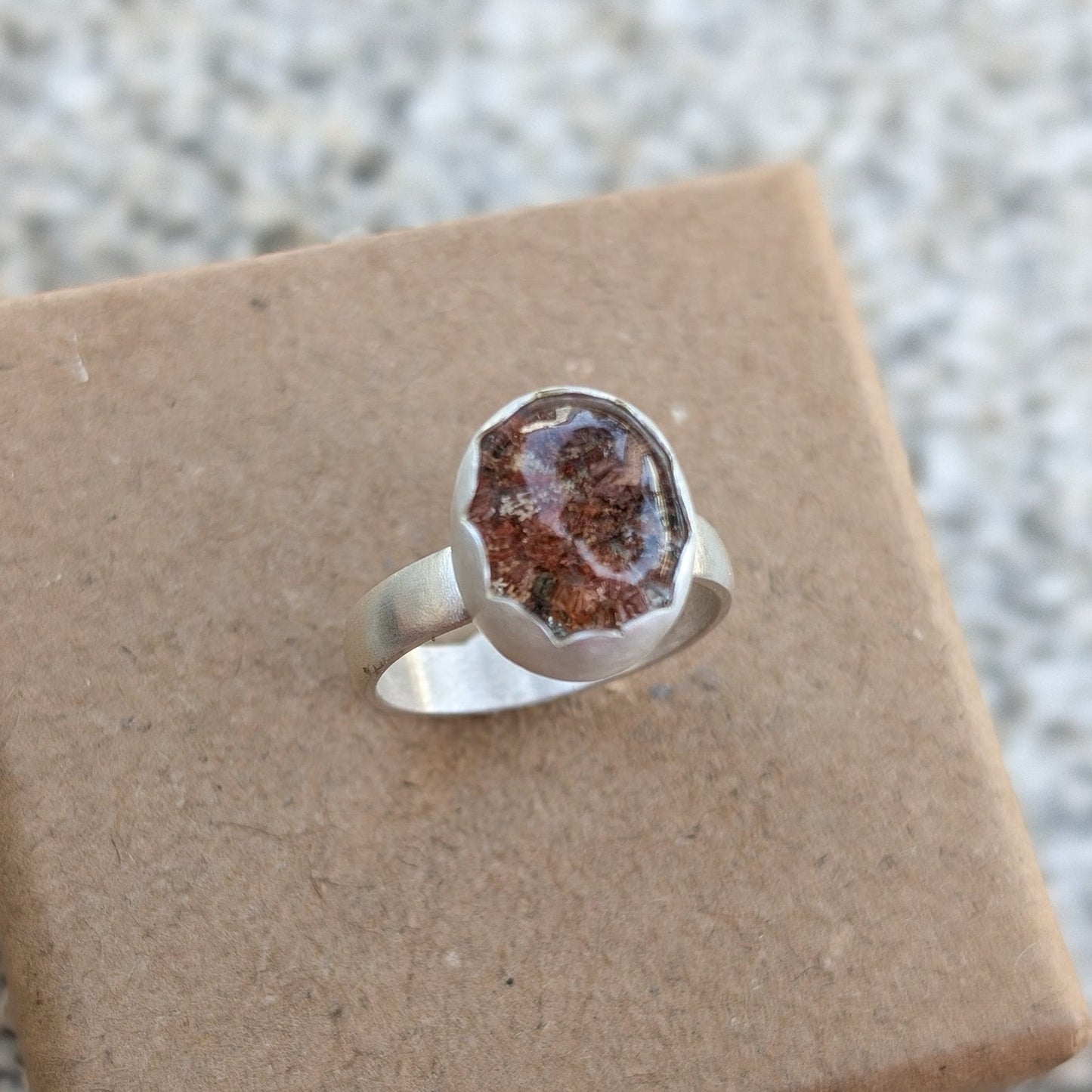 Anillo con Lodolita (cuarzo jardín)