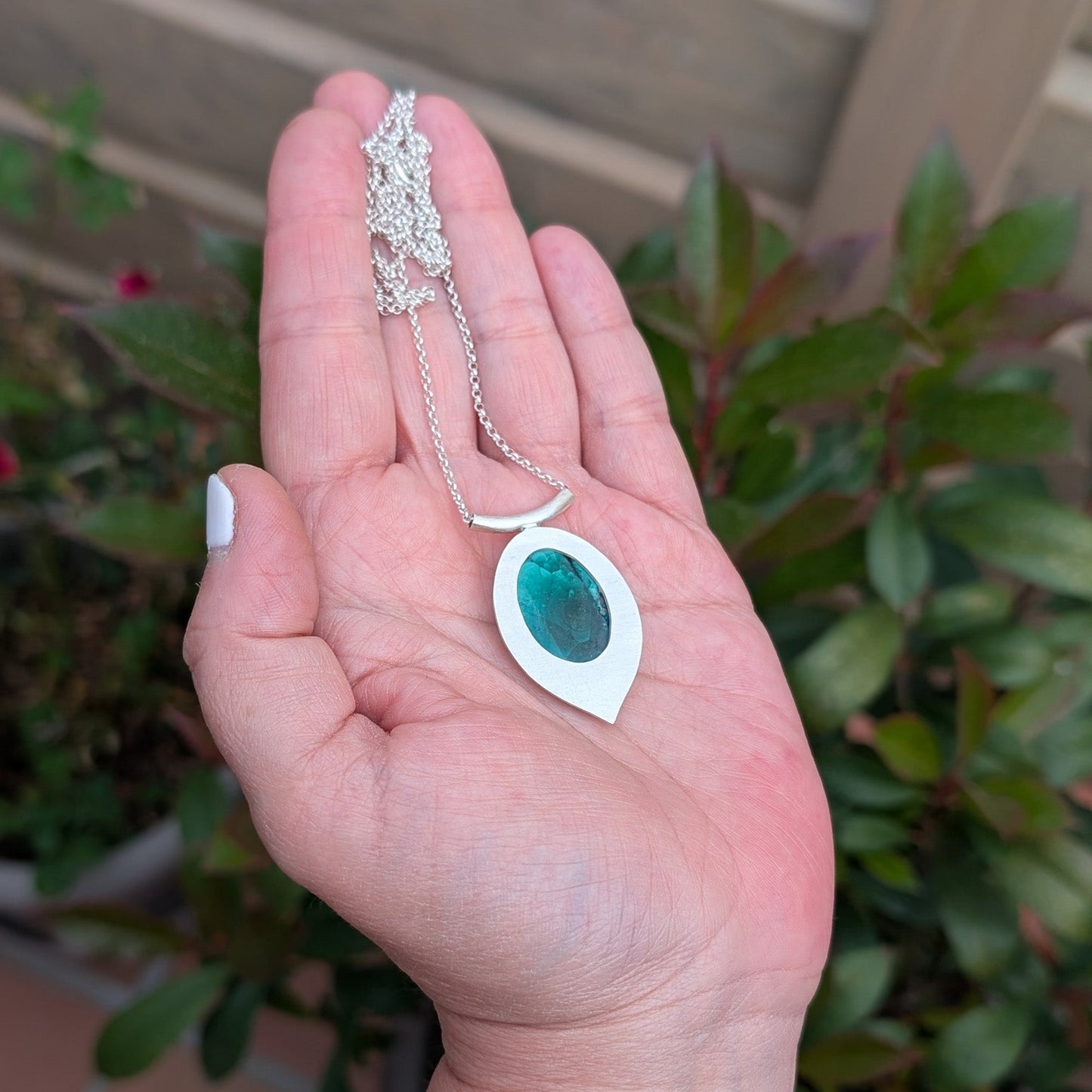 Colgante de plata con malaquita