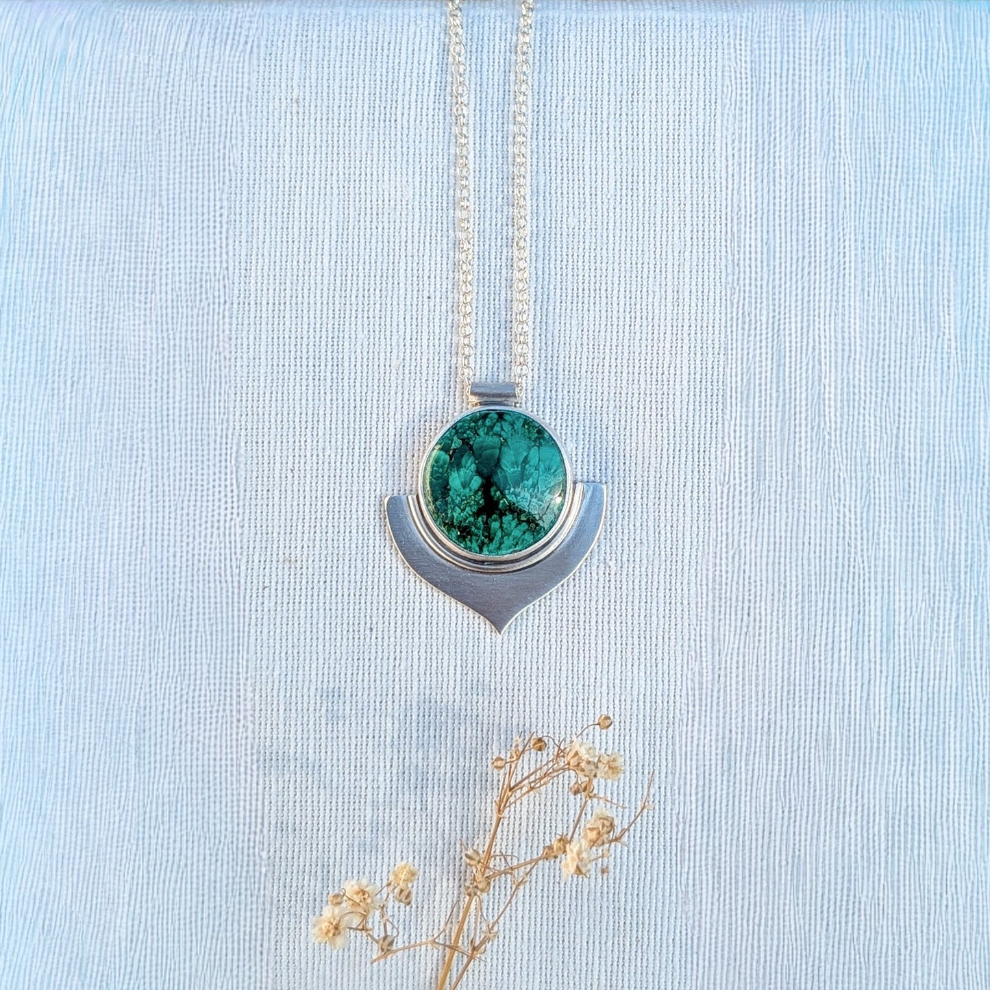 Colgante de plata con malaquita