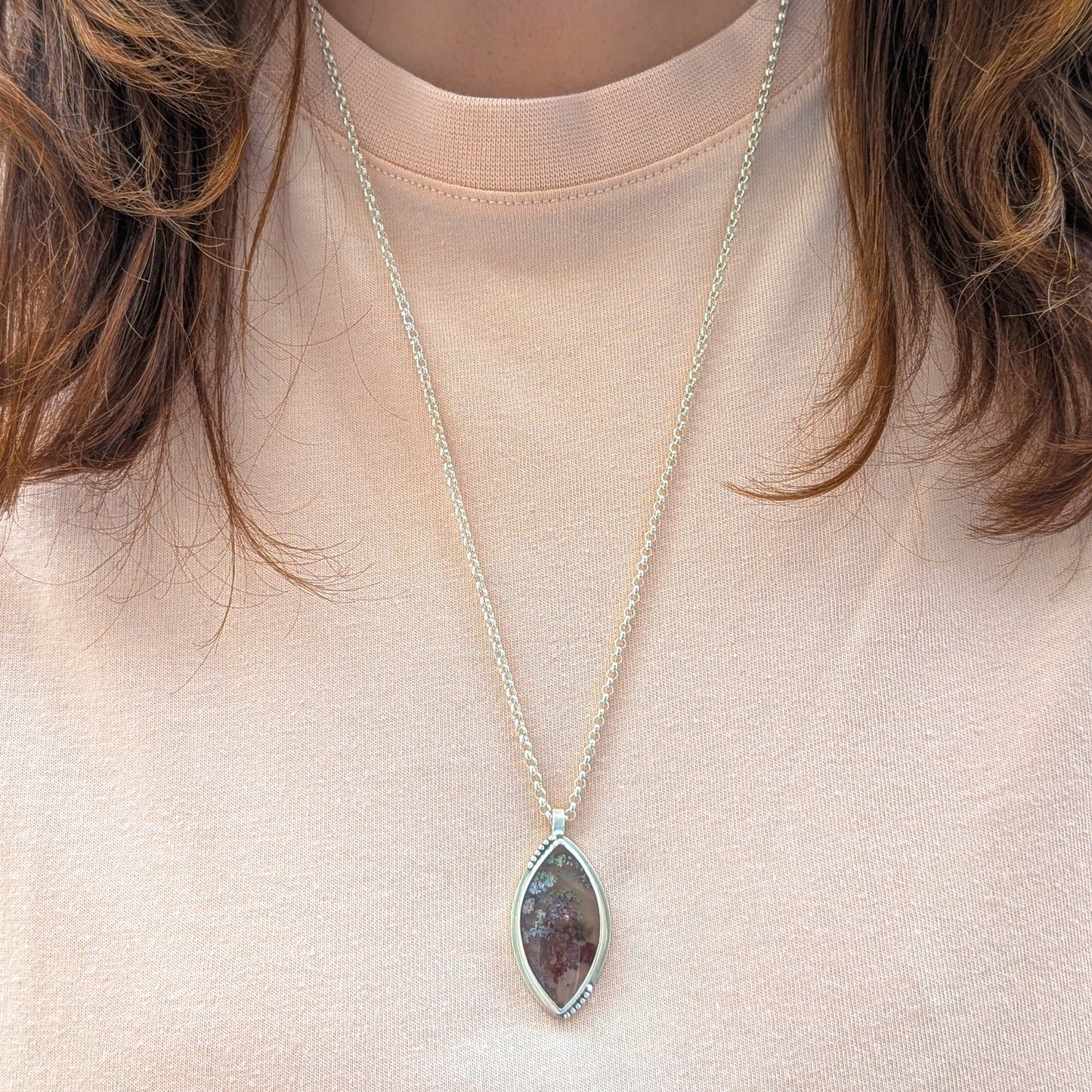 ALICE - Colgante de plata con ágata musgosa