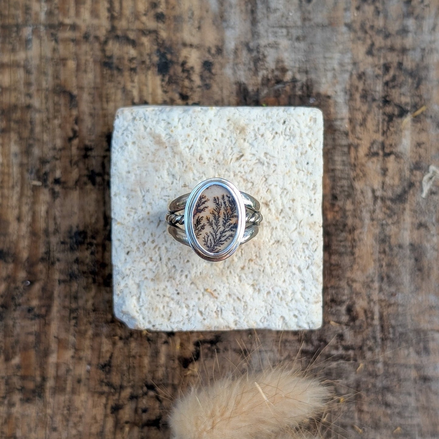 Anillo de plata con ágata dendrítica