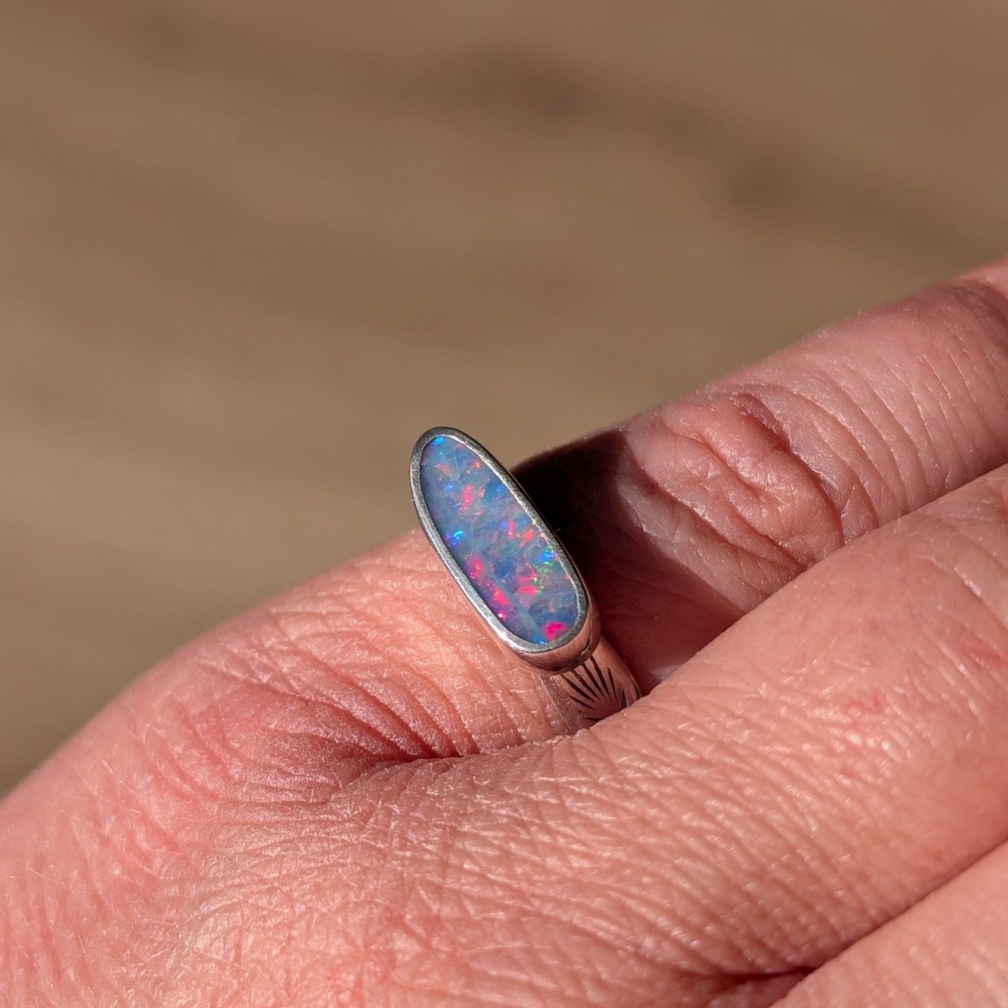 LENAH - Silver ring with Australian opal