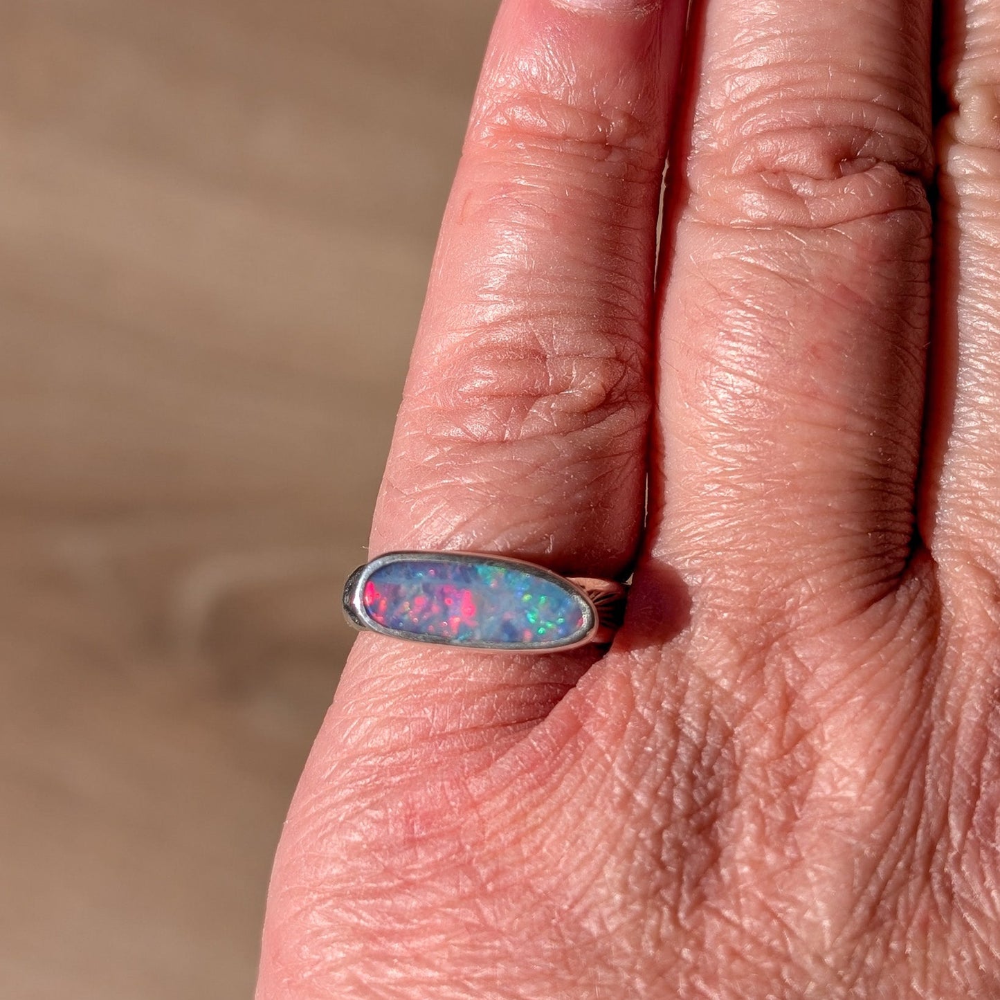 LENAH - Silver ring with Australian opal