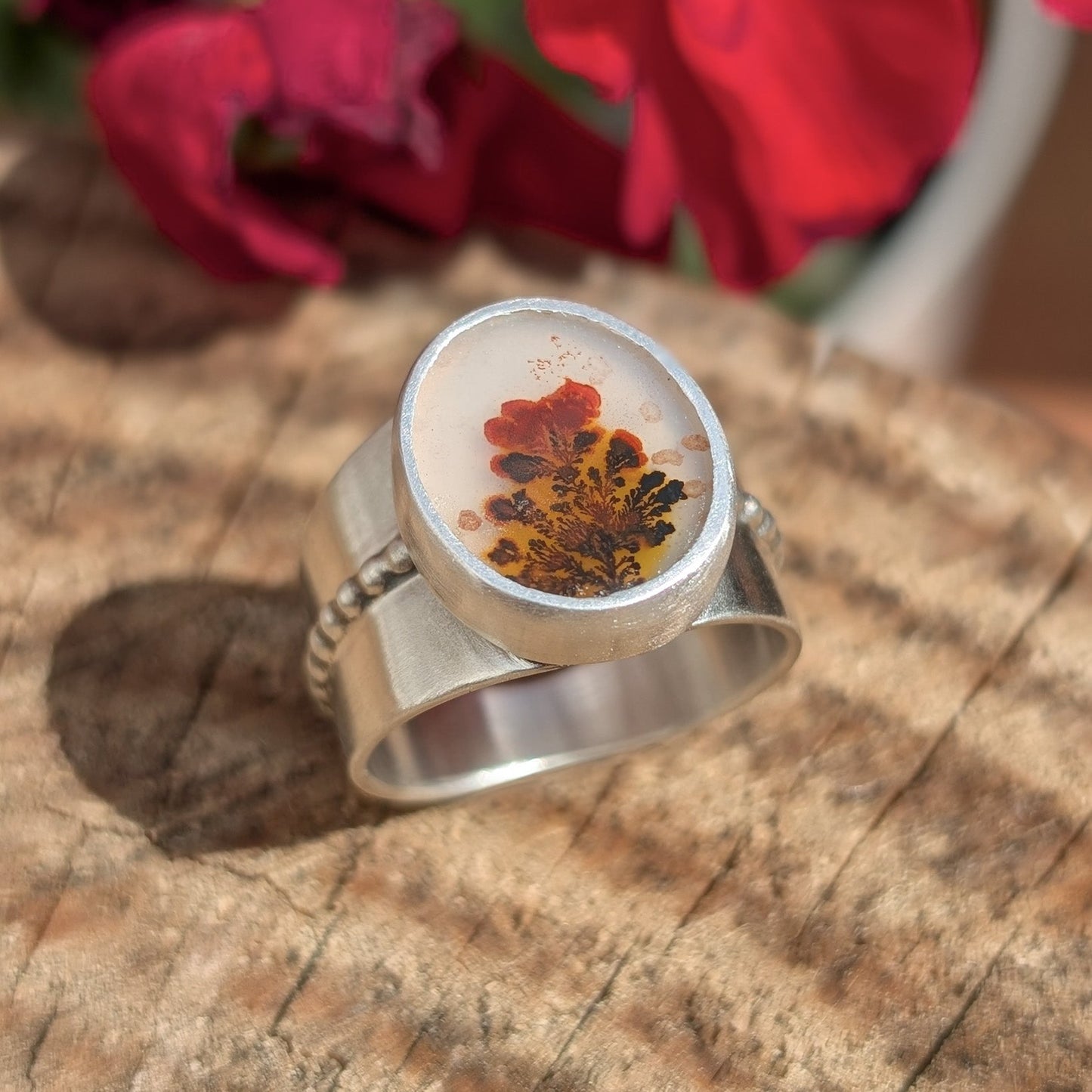 Anillo con ágata dendrítica