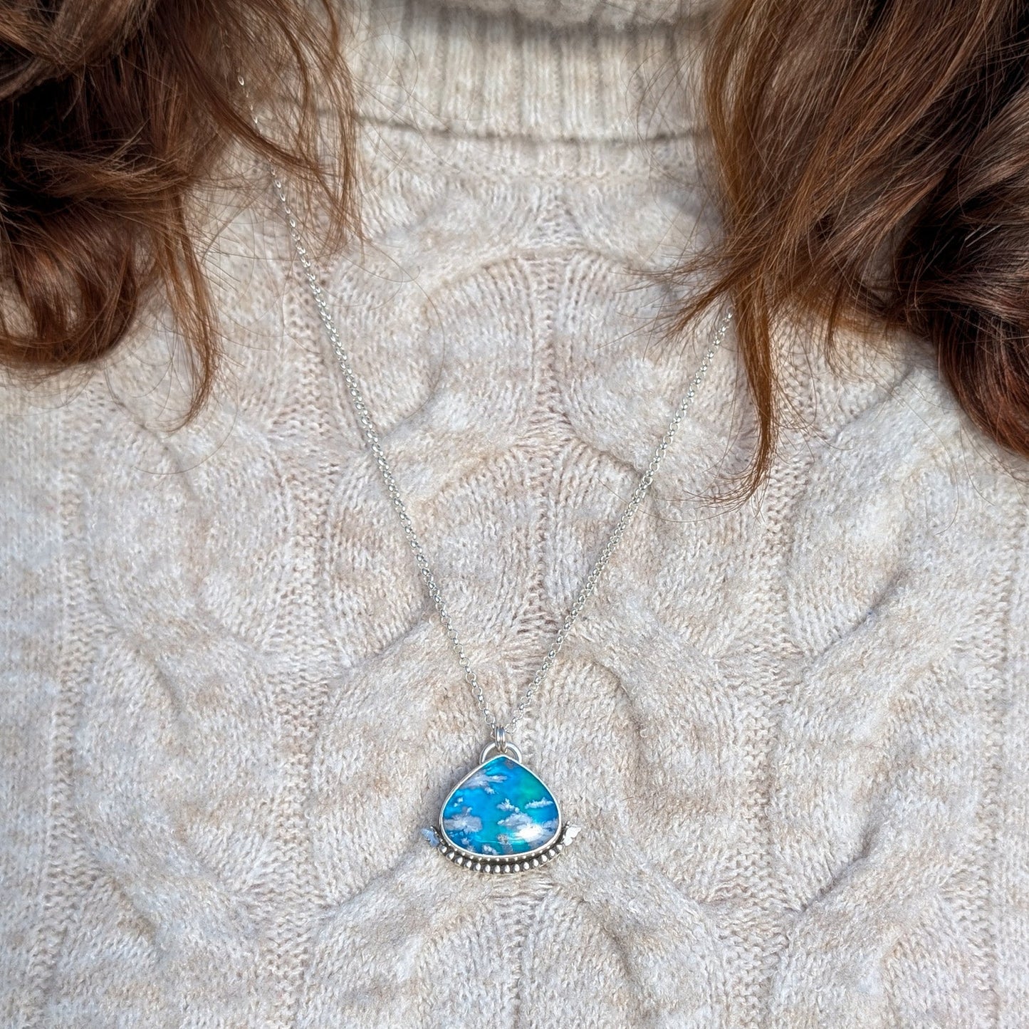 Colgante de plata con doblete de ágata pluma