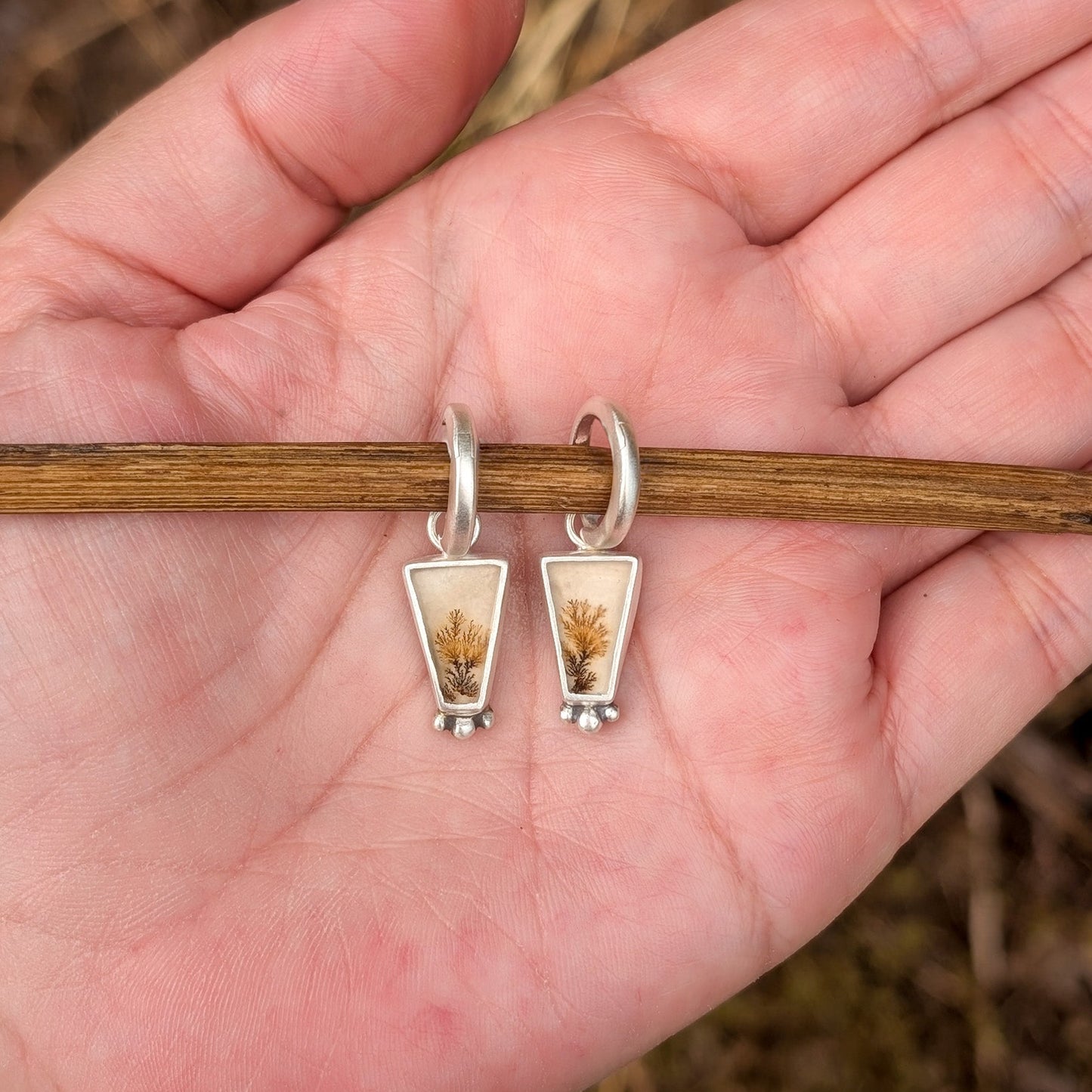 Pendientes con ágatas dendríticas