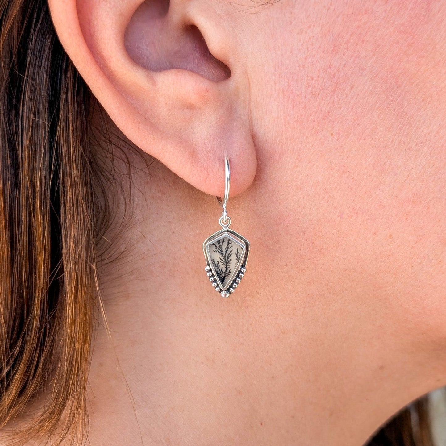 Pendientes de plata con ágata dendrítica