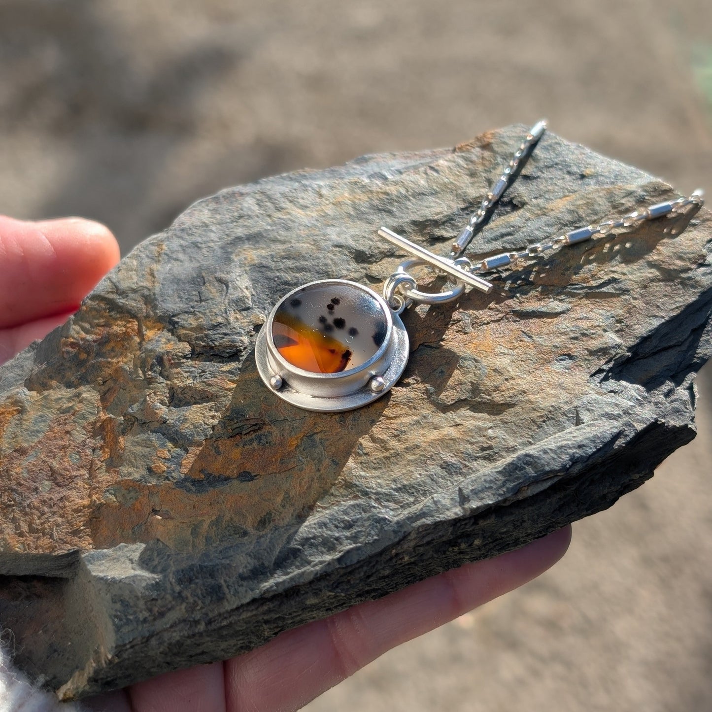 Colgante de plata con ágata de montana