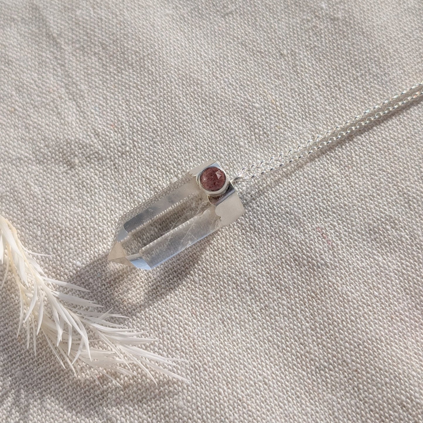 Colgante Pendulo Amuleto Cuarzo Rosa