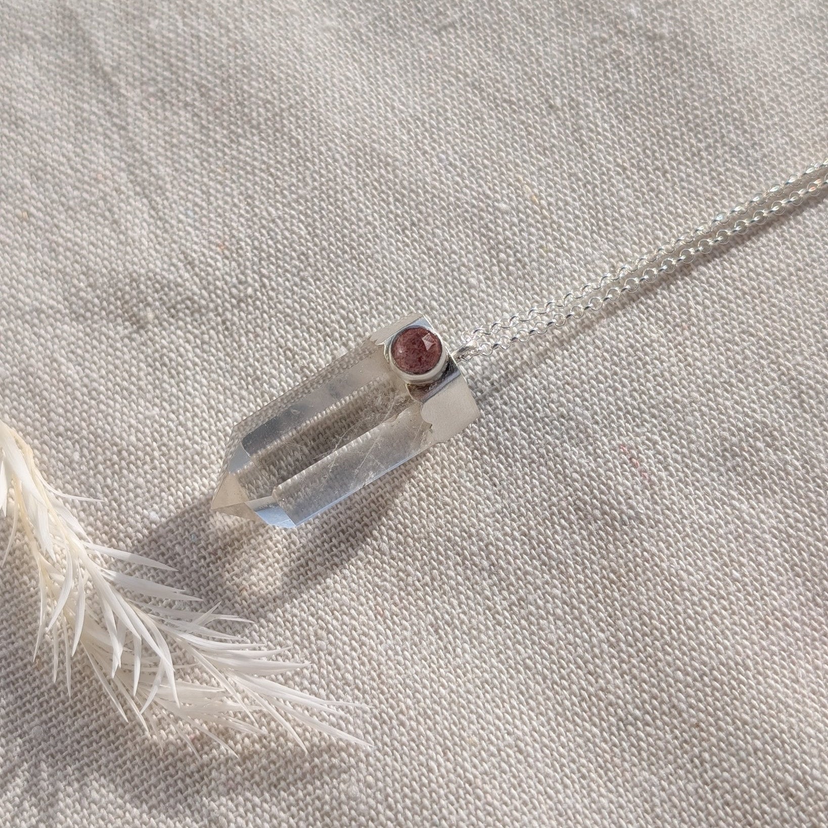 Colgante Pendulo Amuleto Cuarzo Rosa