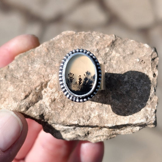 Anillo de plata con ágata dendrítica