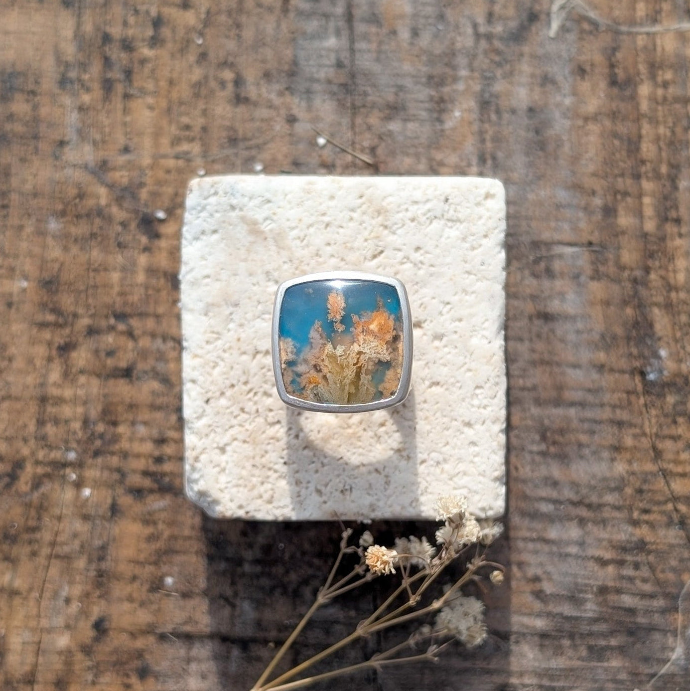 Anillo Arrecife con ágata pluma