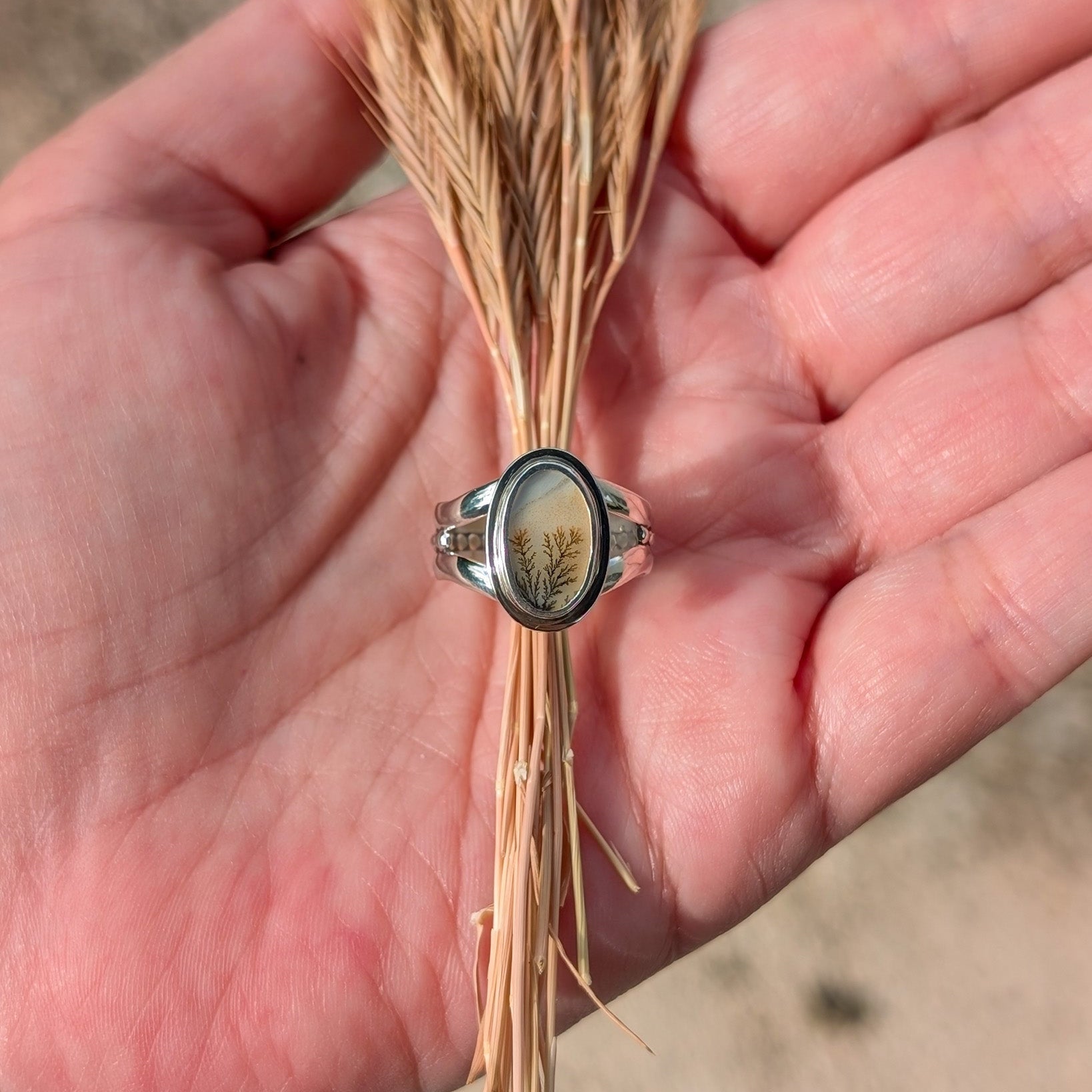 Anillo de plata con ágata dendrítica