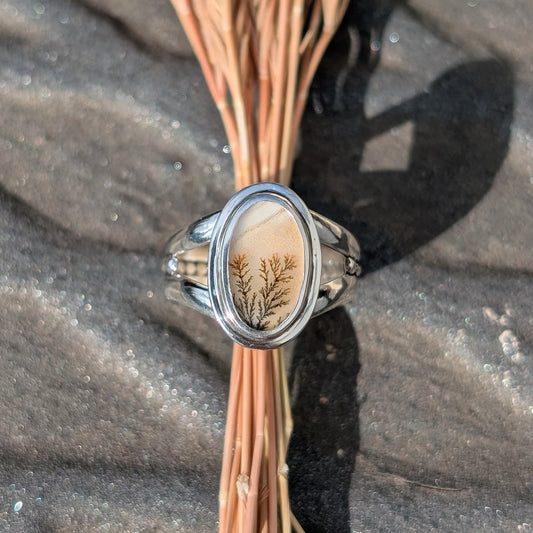 Anillo de plata con ágata dendrítica