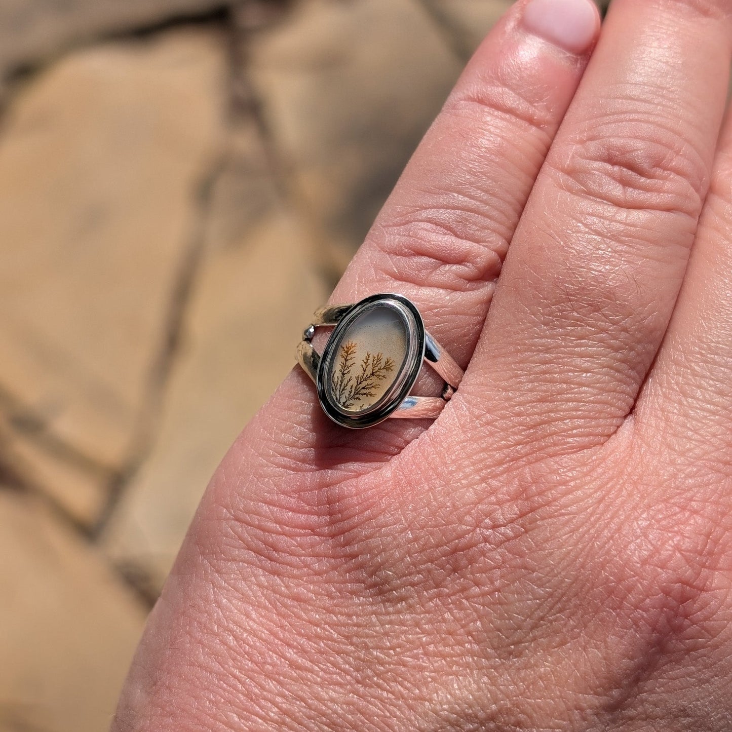 Anillo de plata con ágata dendrítica