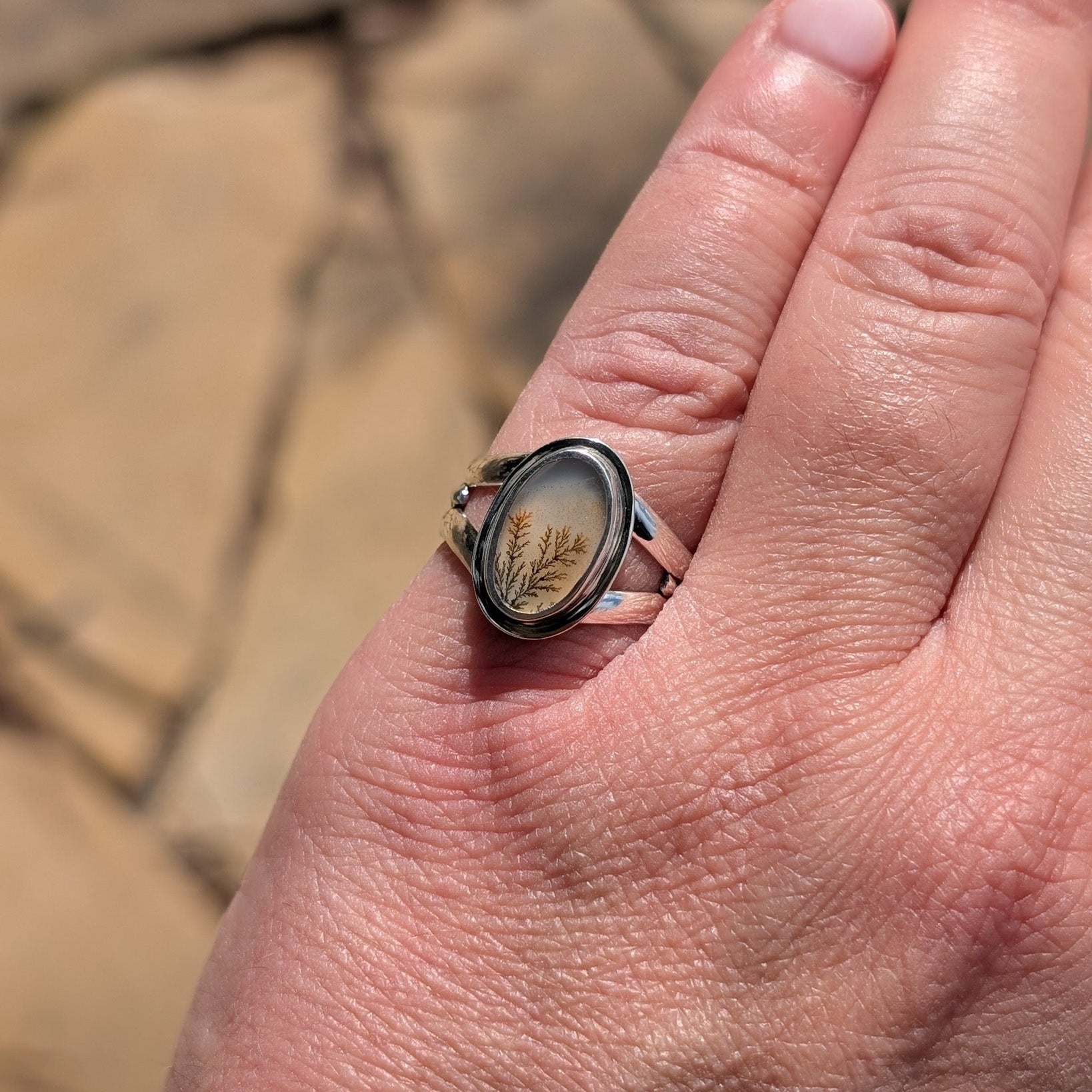 Anillo de plata con ágata dendrítica