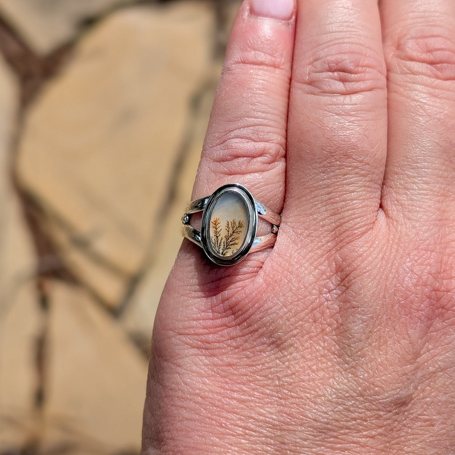 Anillo de plata con ágata dendrítica