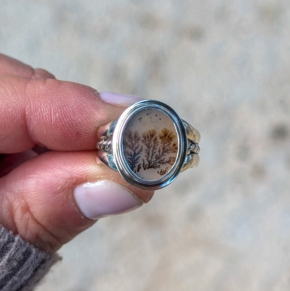 Anillo de plata con ágata dendrítica