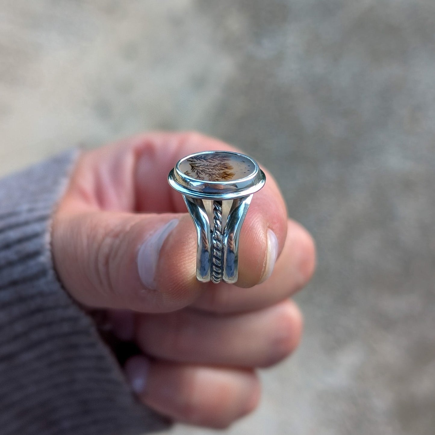 Anillo de plata con ágata dendrítica