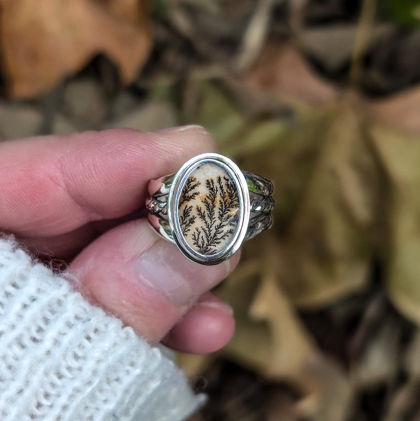Anillo de plata con ágata dendrítica