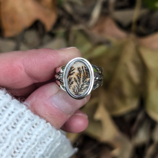 Anillo de plata con ágata dendrítica