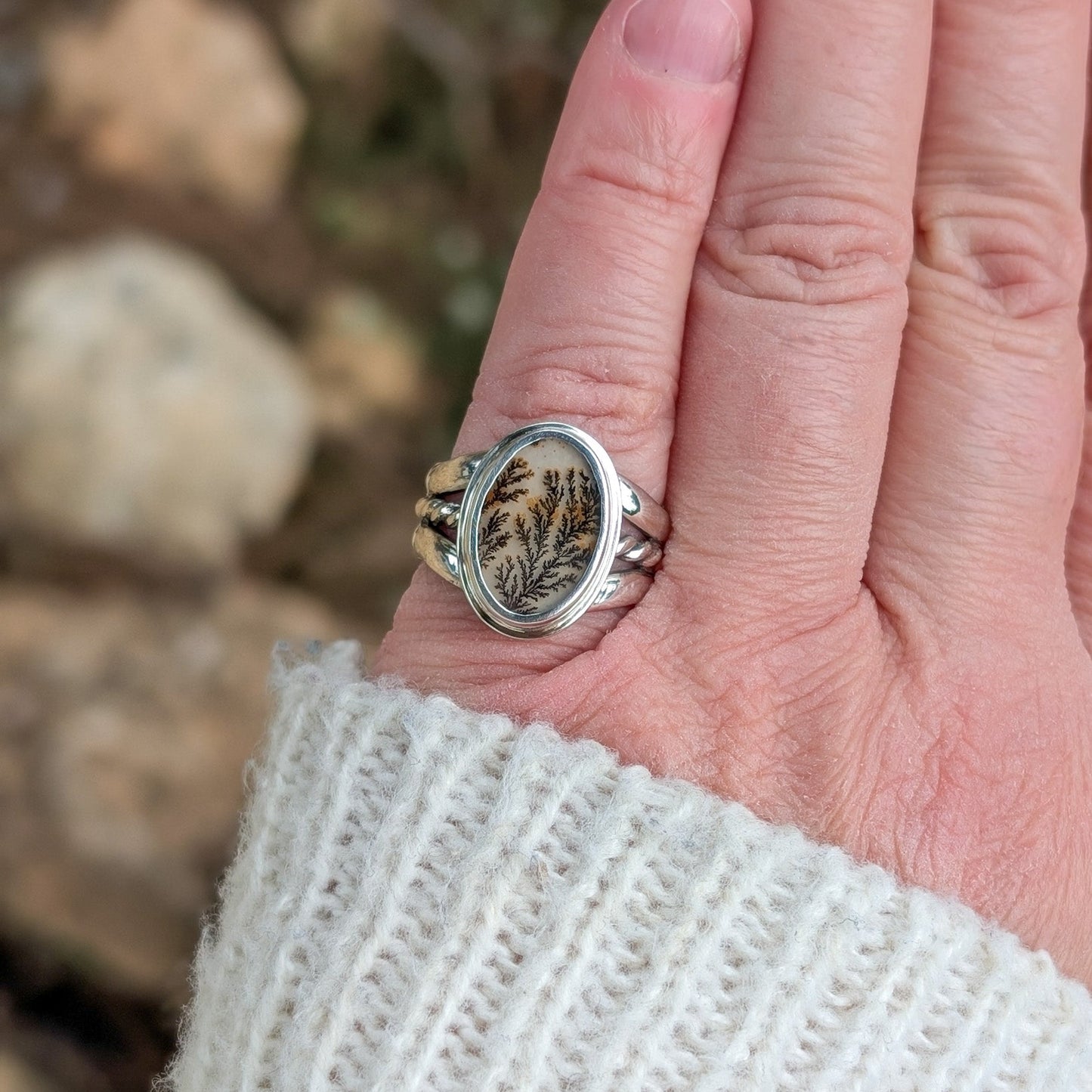 Anillo de plata con ágata dendrítica