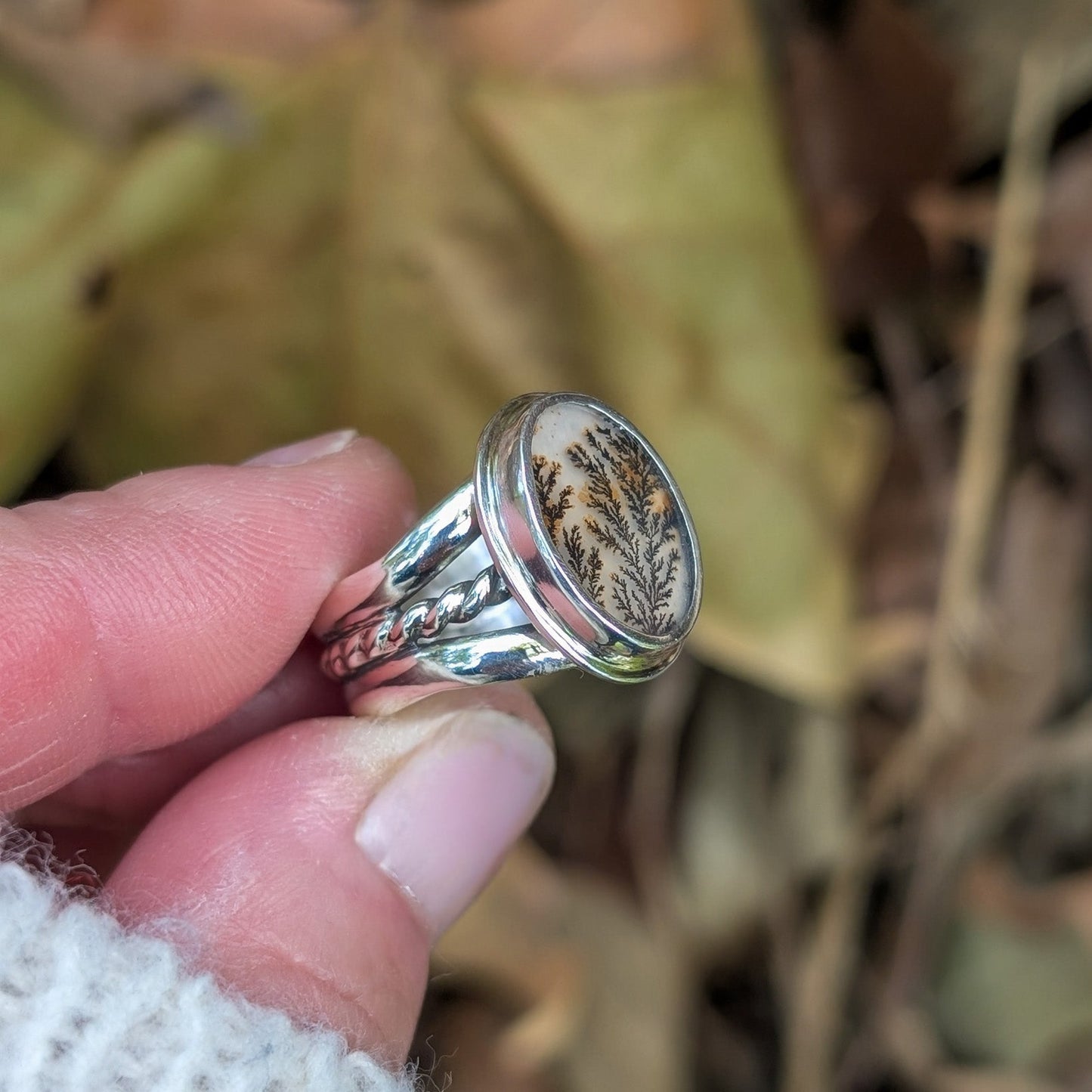 NATURE - Anillo de plata con ágata dendrítica