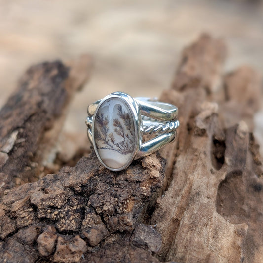 Anillo de plata con ágata dendrítica