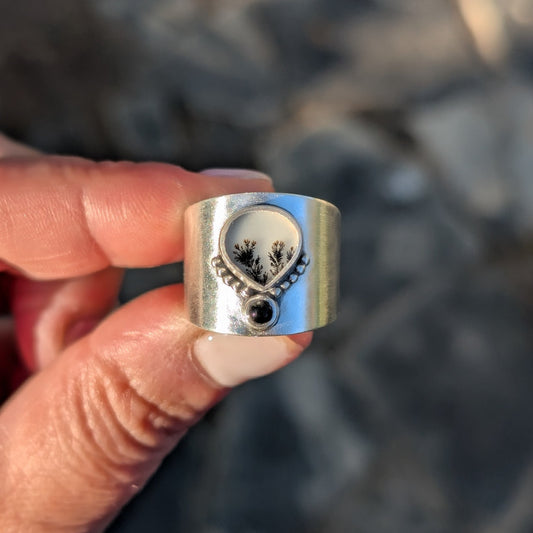 Anillo de plata con ágata dendrítica