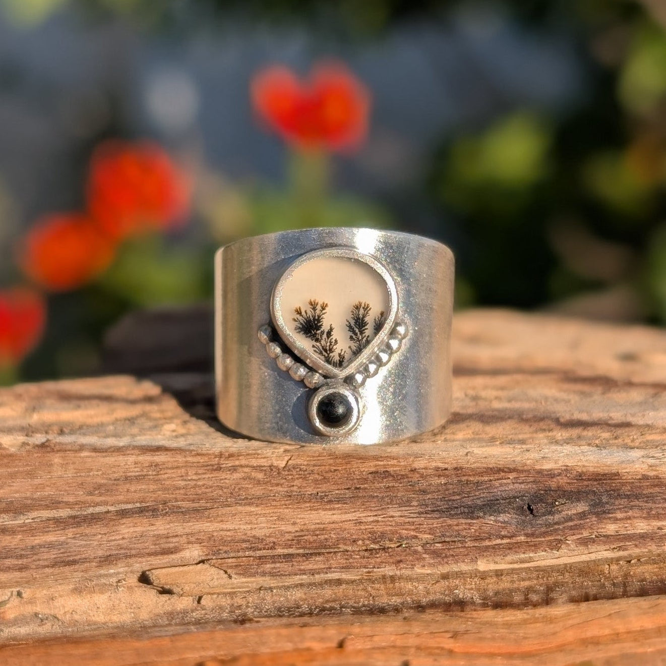 Anillo de plata con ágata dendrítica