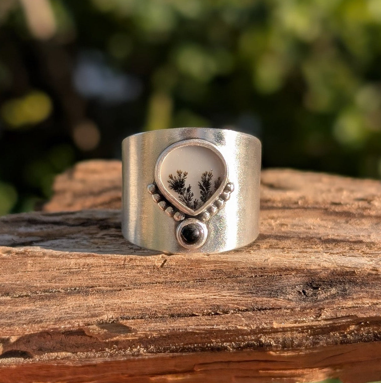 Anillo de plata con ágata dendrítica