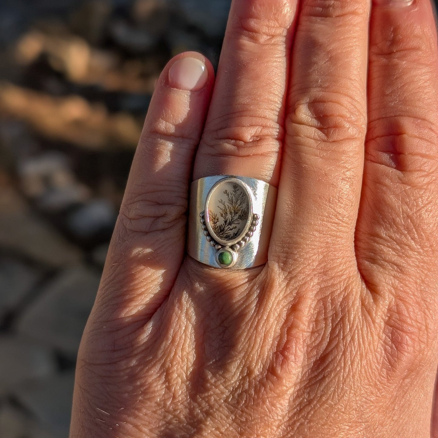 Anillo de plata con ágata dendrítica