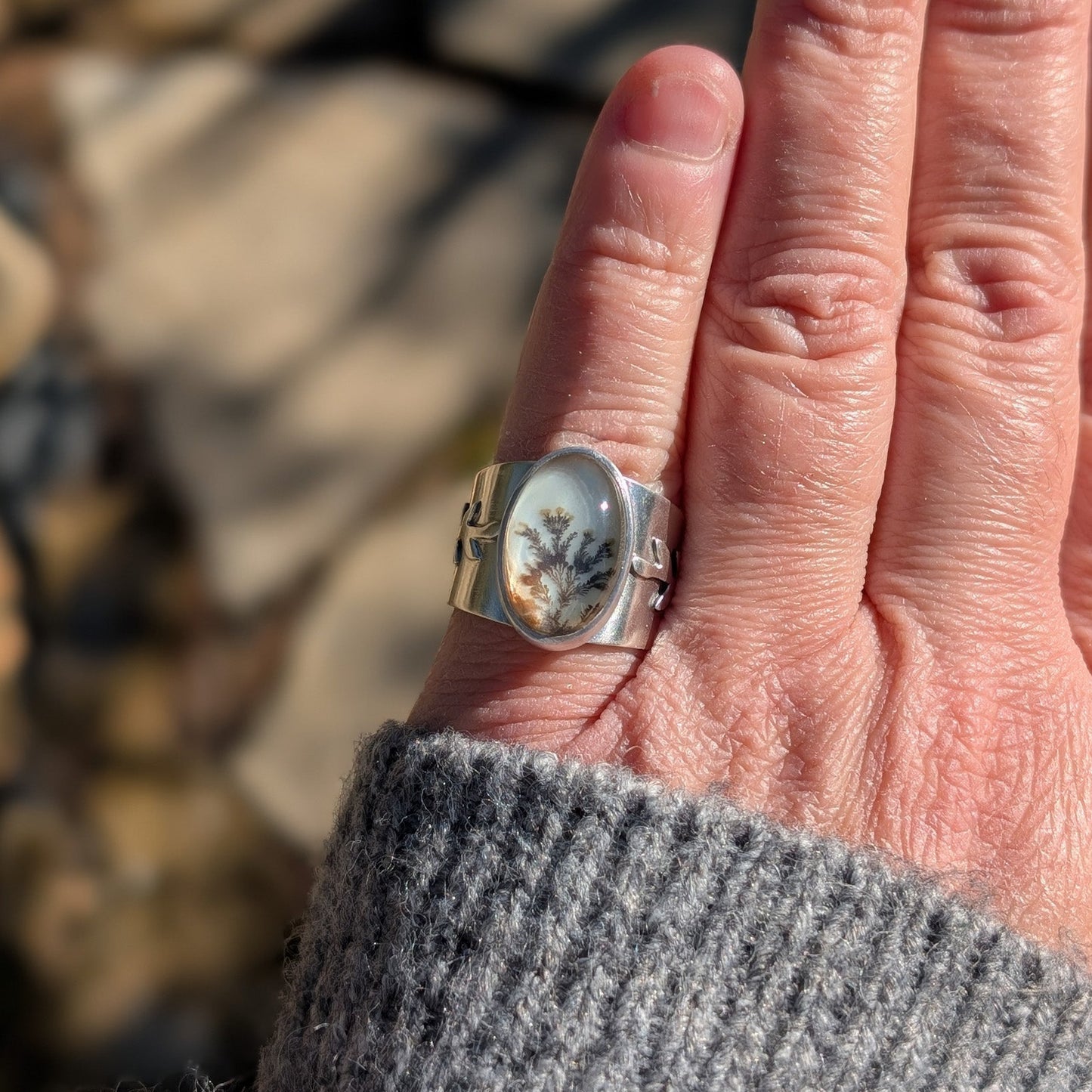 Anillo de plata con ágata dendrítica