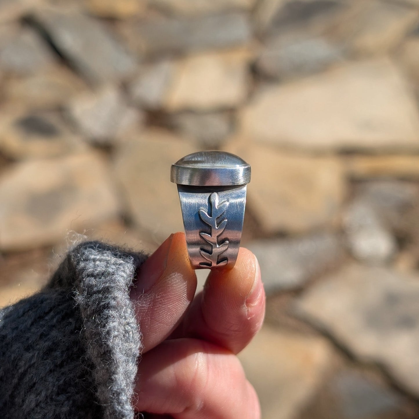 Anillo de plata con ágata dendrítica