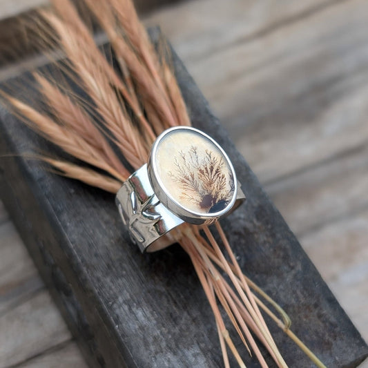 Anillo de plata con ágata dendrítica