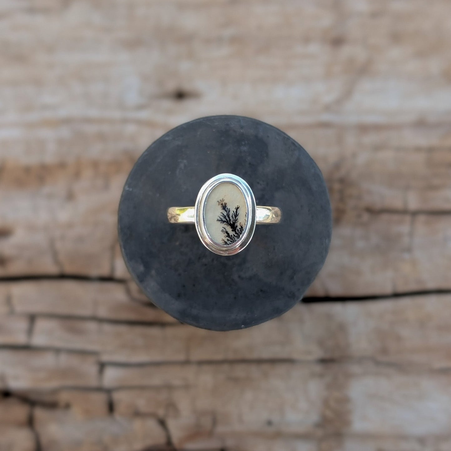 Anillo de plata con ágata dendrítica