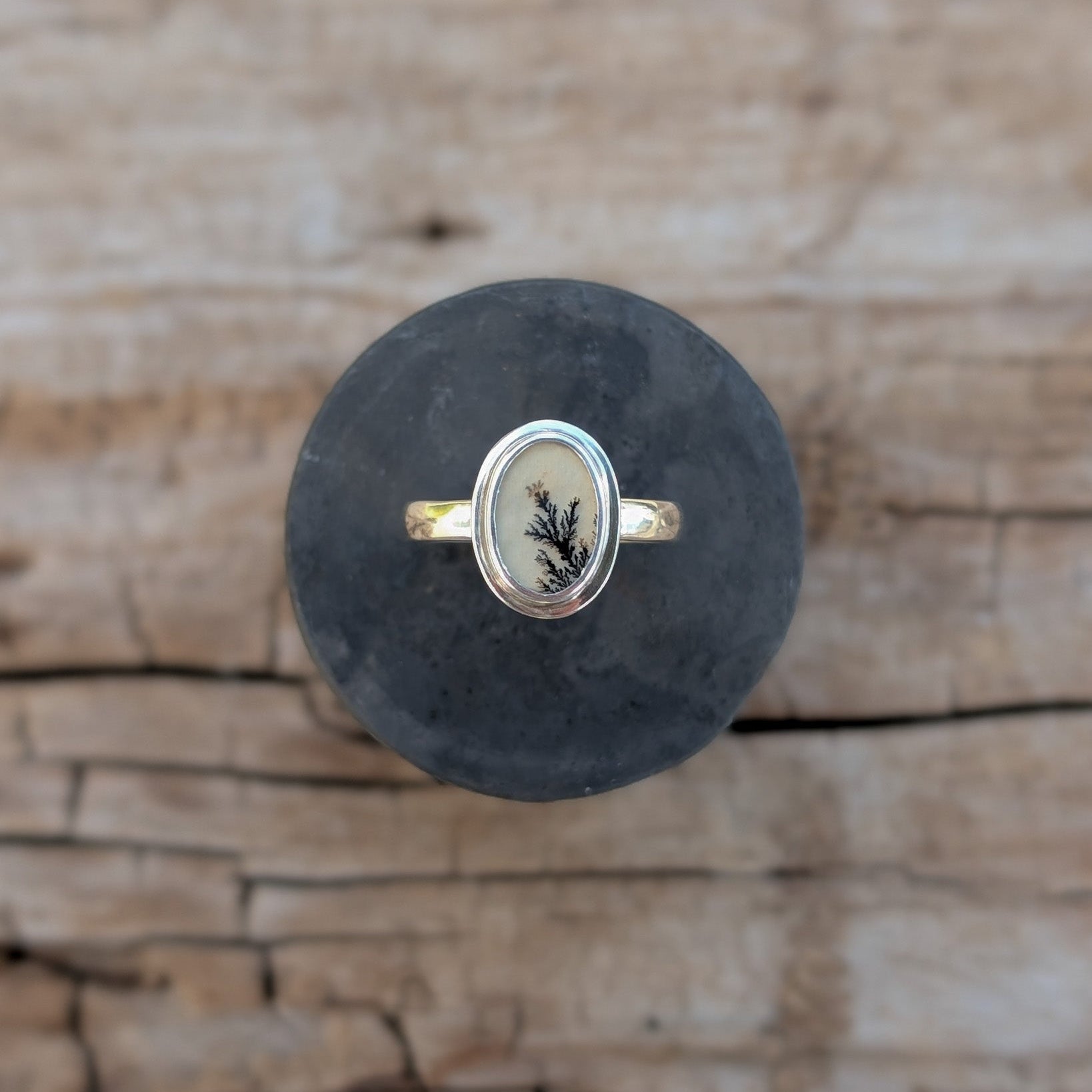 Anillo de plata con ágata dendrítica