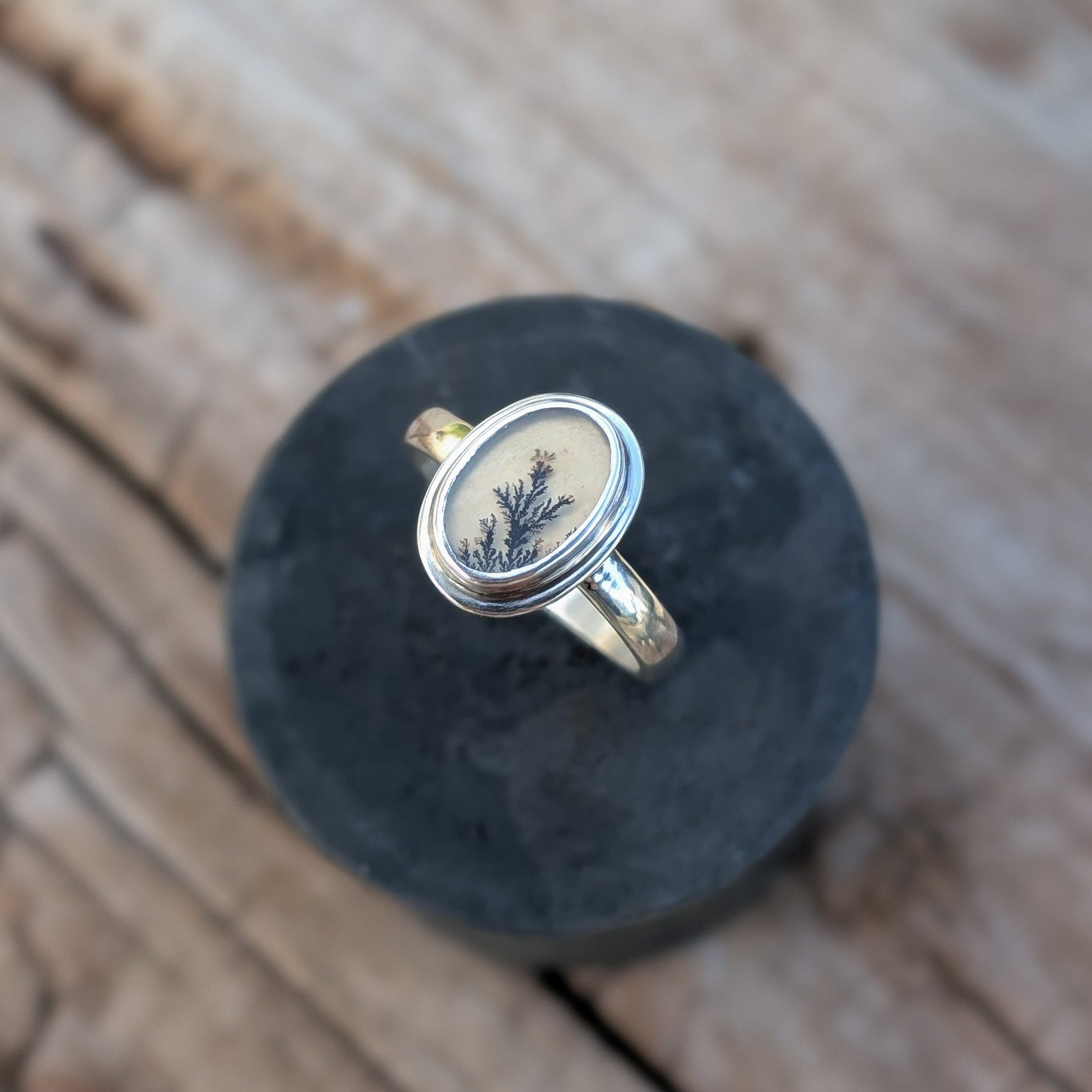 Anillo de plata con ágata dendrítica