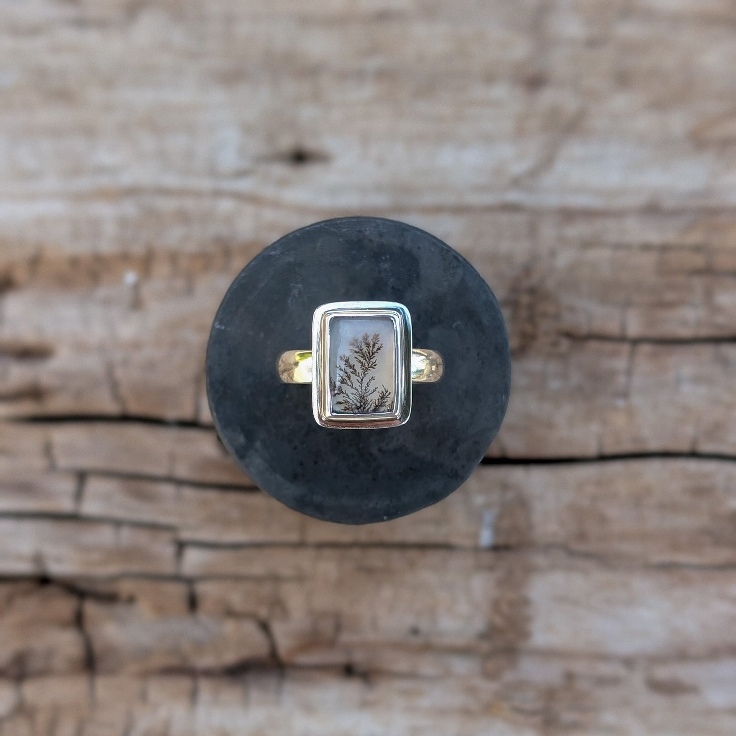 Anillo de plata con agata dendritica