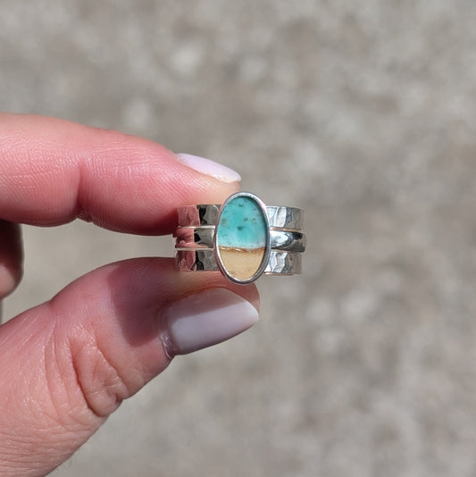 Anillo de plata con Variscita Playa Mediterrani