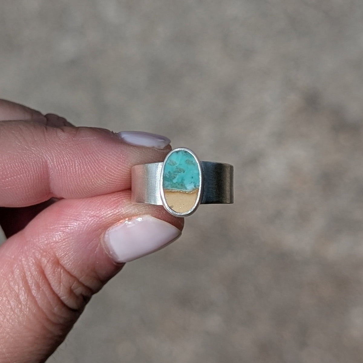 Anillo de plata con Variscita Playa Mediterrani