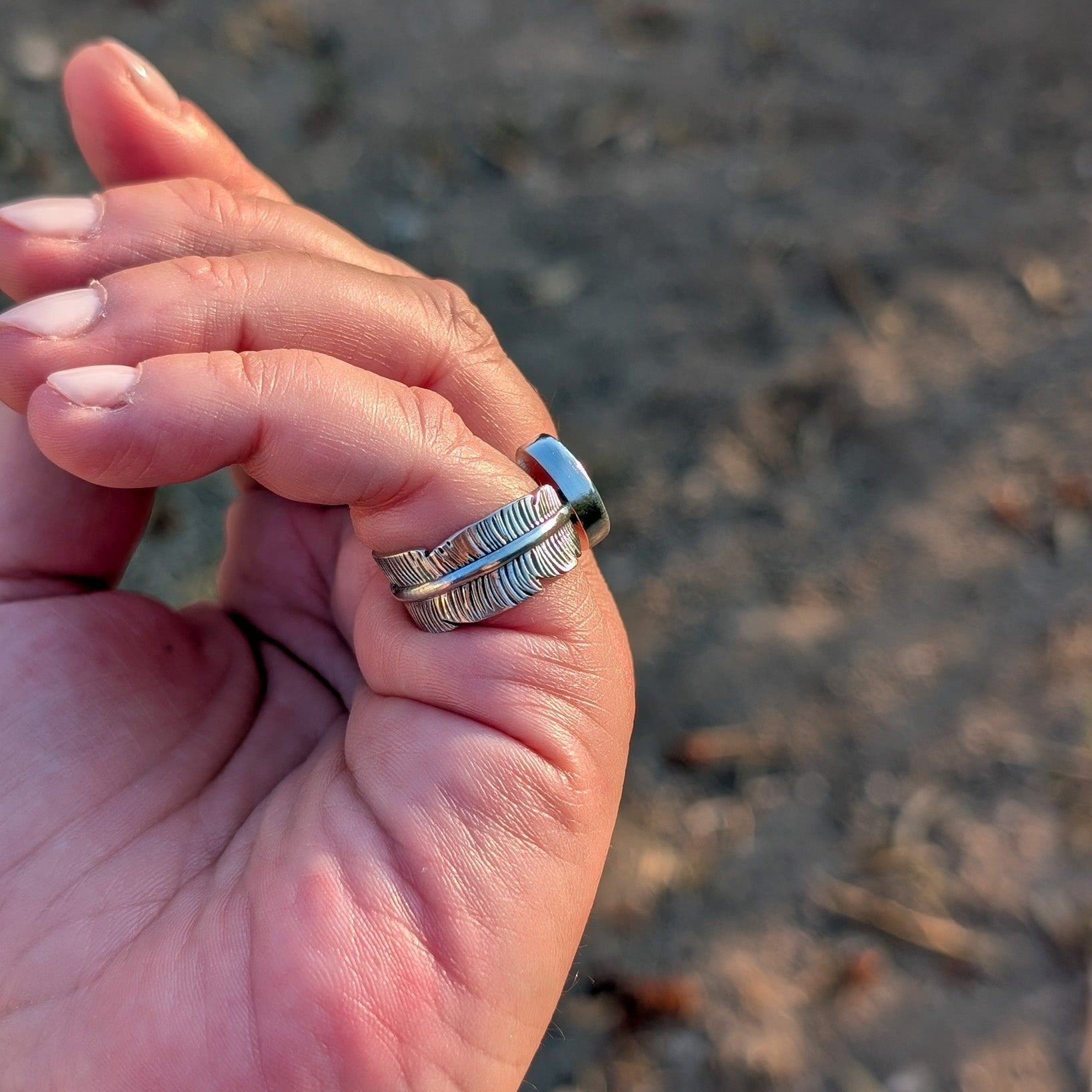 Anillo Pluma de plata con Turquesa