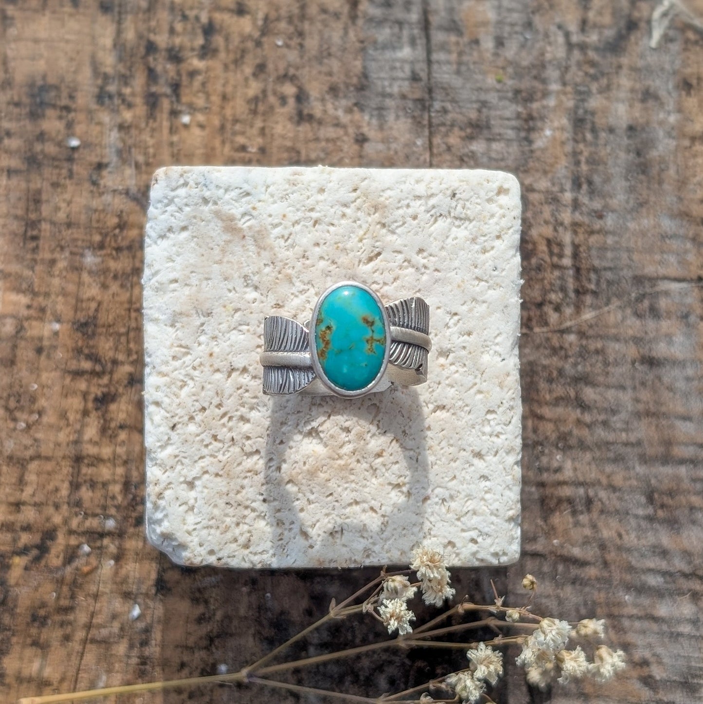 Anillo pluma con turquesa